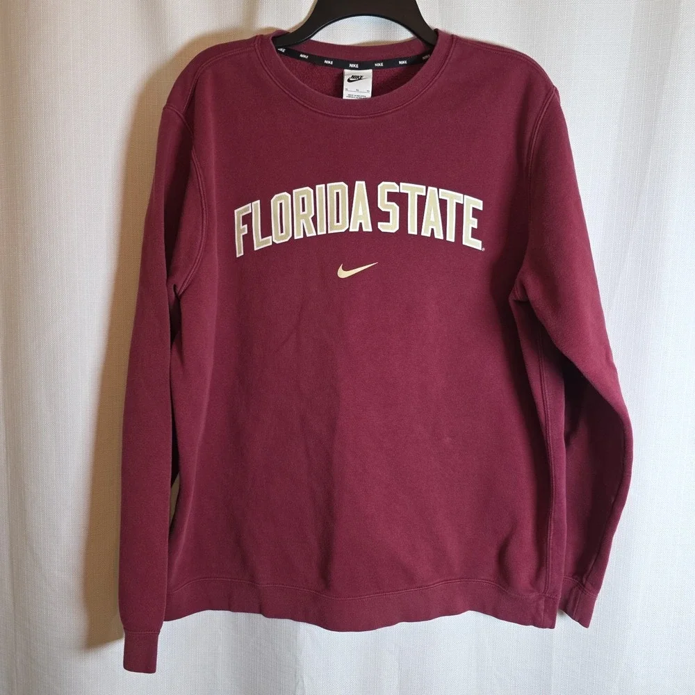 Florida State Nike Sweatshirt Mens XL Red Center Swoosh Embroidered Pullover